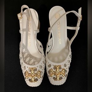 Tory Burch woven sling back shoes
